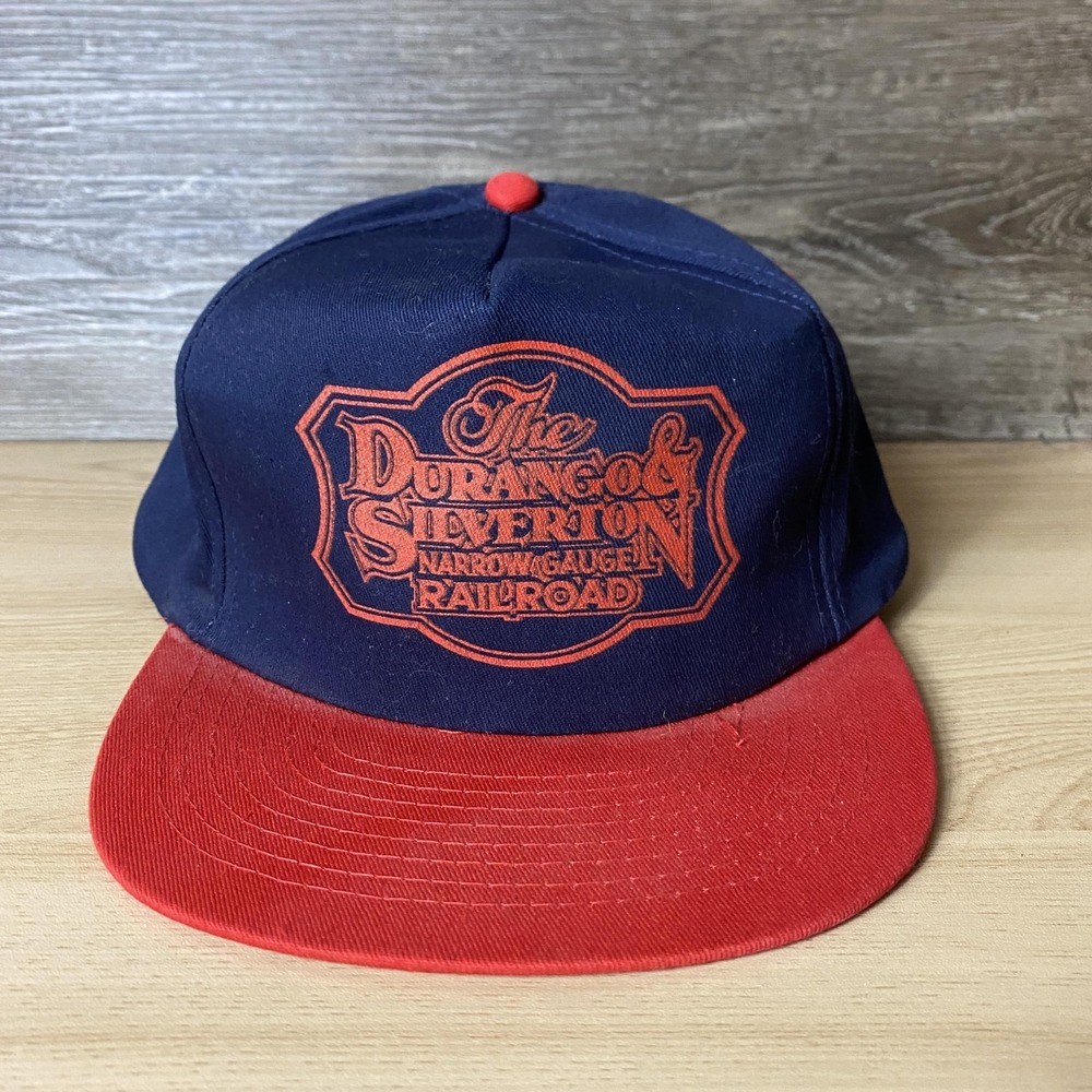 Vintage Durango & Silverton Hat Cap Snap Back Blue Red Railroad Trucker Mens 90s